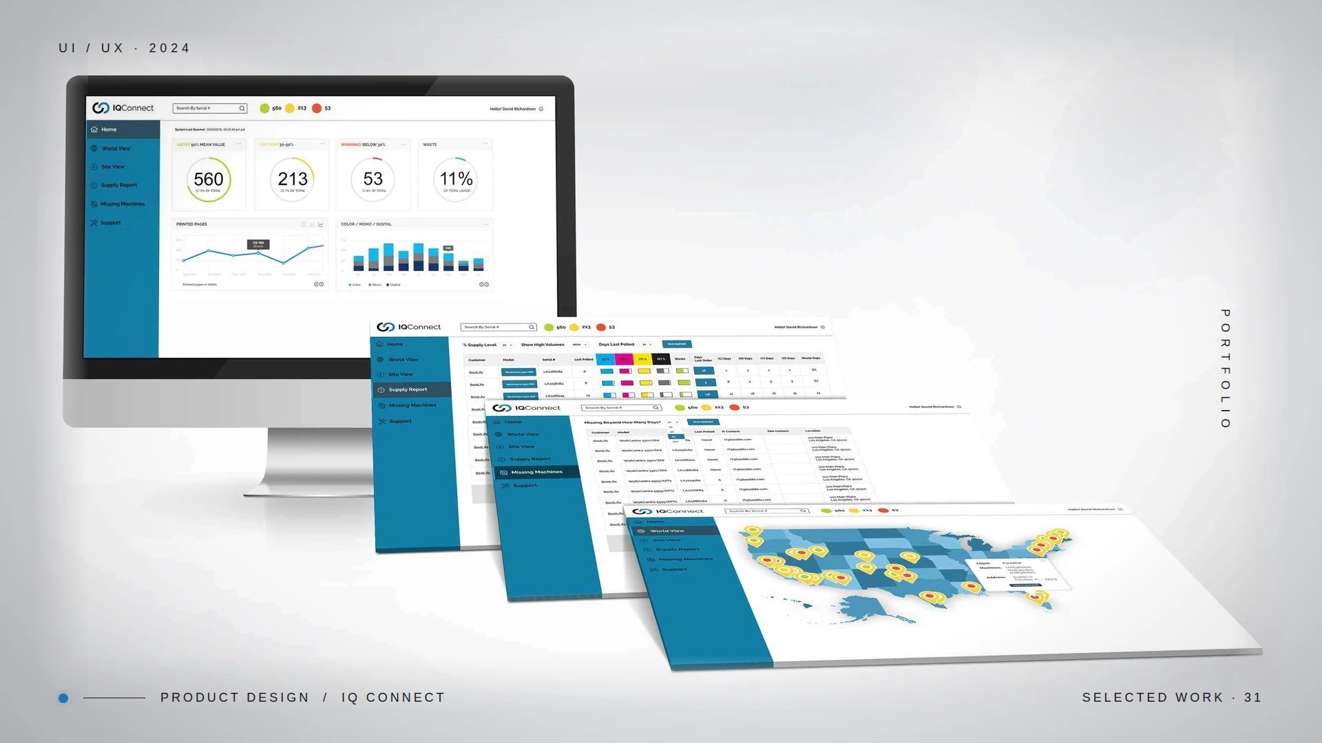 IQConnect fleet-monitoring dashboard UI