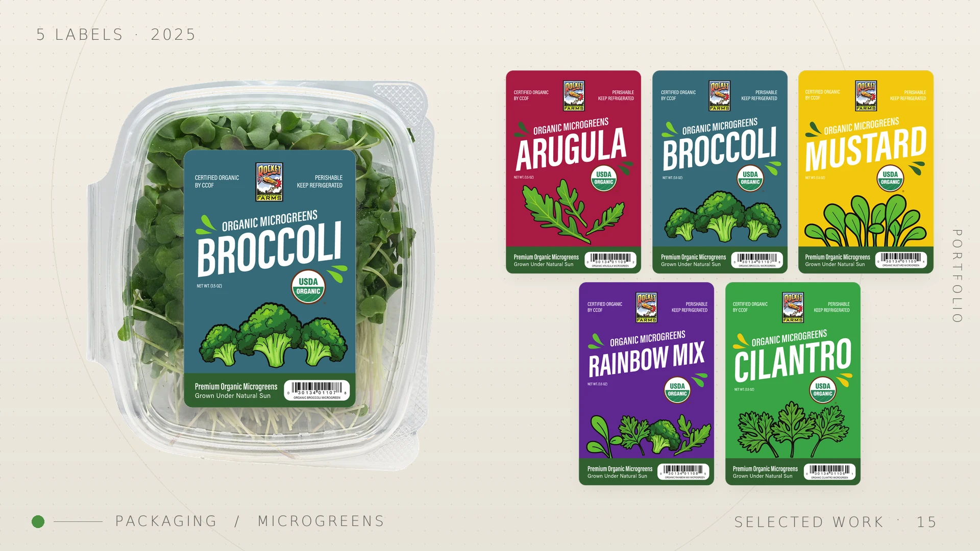 Rocket Farms organic microgreens label system